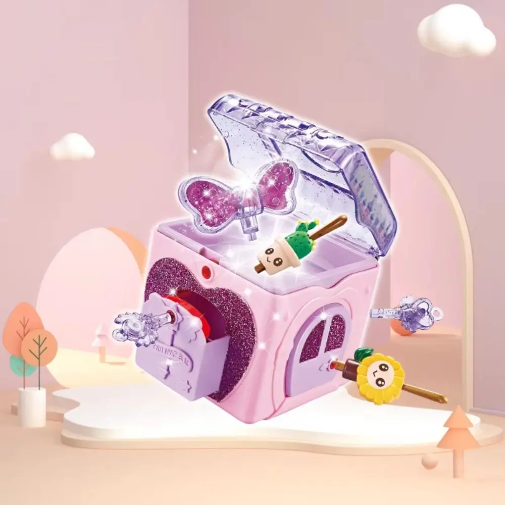 Princess Girl Treasure Chest Toy Educational Toys With Lock Key Girls Jewelry Box Unlocking Cartoon Toys Girl's Jewelry Toys