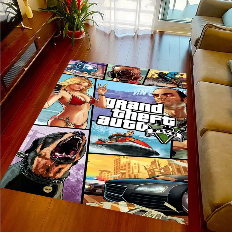 

3D GTA Grand Theft Auto Game Gamer Large Area Rug Carpet for Home Living Room Kids Bedroom Sofa Doormat Decor Non-slip Floor Mat