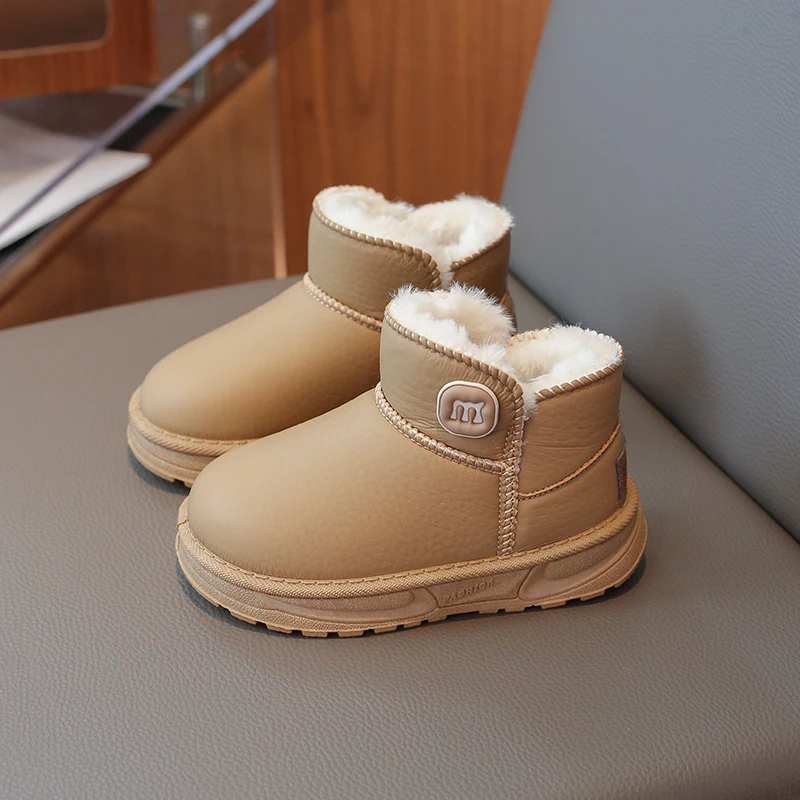 2025 جديد بنين بنات أحذية الشتاء الاطفال الثلوج الأحذية الكاحل الانزلاق على الموضة الكلاسيكية الدافئة سميكة أفخم القطن الأطفال الأحذية #3