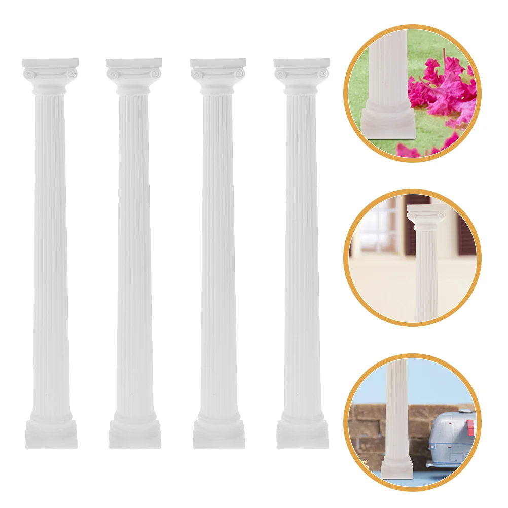 

4 Pcs Roman Column Model Entry Way Decor Girl Mini Weddings Plastic Photo Prop Decorative Pillars