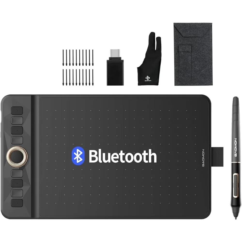 8 x 5 inch Drawing Tablet, 16384 Pressure Levels, 8 Shortcuts, Type-C, Windows/Android/Mac Compatible