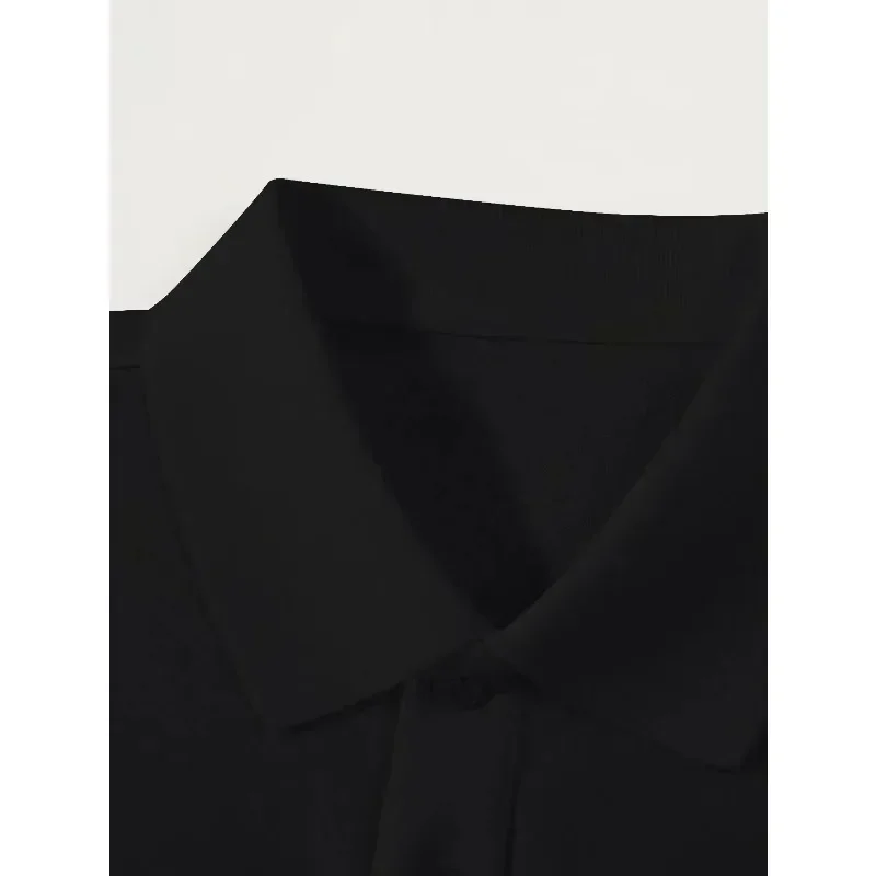 Simple and Clean Color Basic Style, Comfortable, Breathable, Versatile, No Picky To Wear, Daily Men's Long Sleeved Polo Shirt