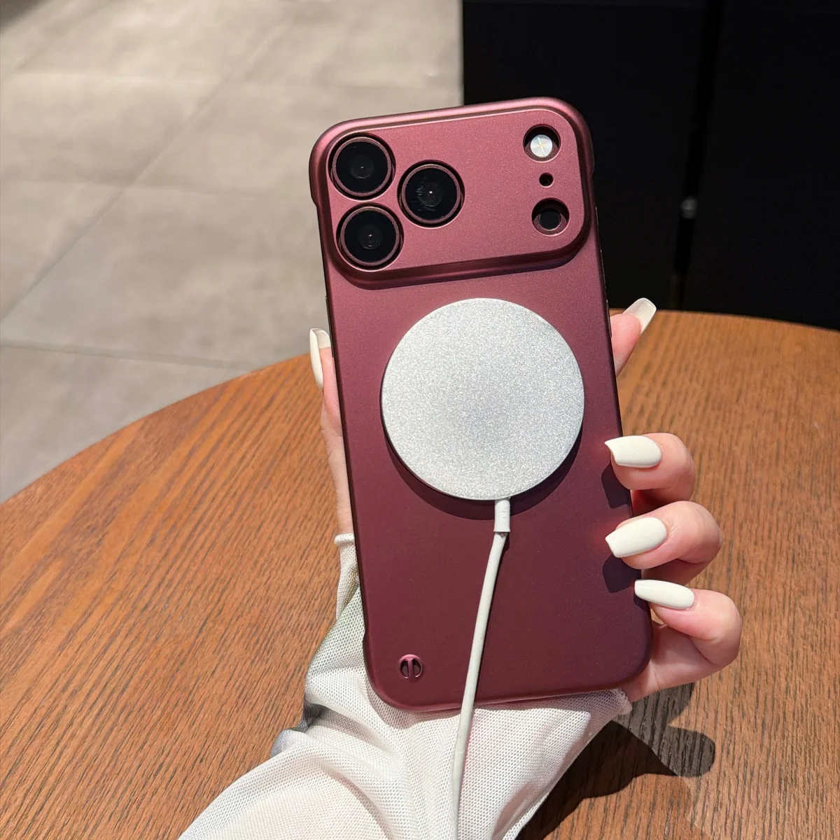 Luxuriöse Matte Rahmenlose Harte Magnetische Handyhülle für iPhone 18 17 16 Pro Max 18Pro für Magsafe Kabelloses Ladegerät Stoßfeste Abdeckung – Detail 10