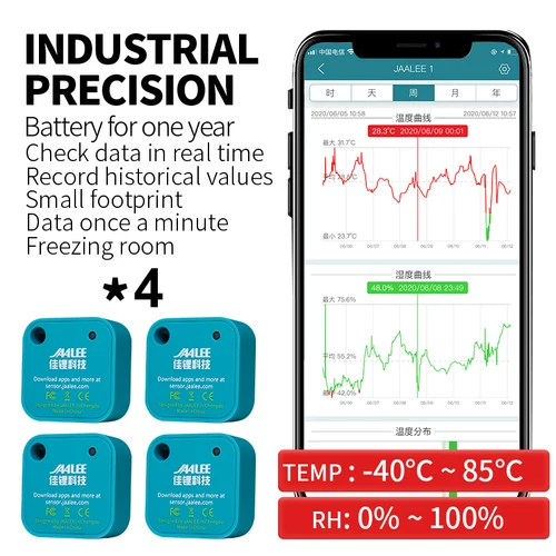 Imagen 1 del producto Termómetro/higrómetro para iPhone/Android Bluetooth Sensor de humedad y temperatura interior para humidificador de cigarros para mascotas guitarra inalámbrica
