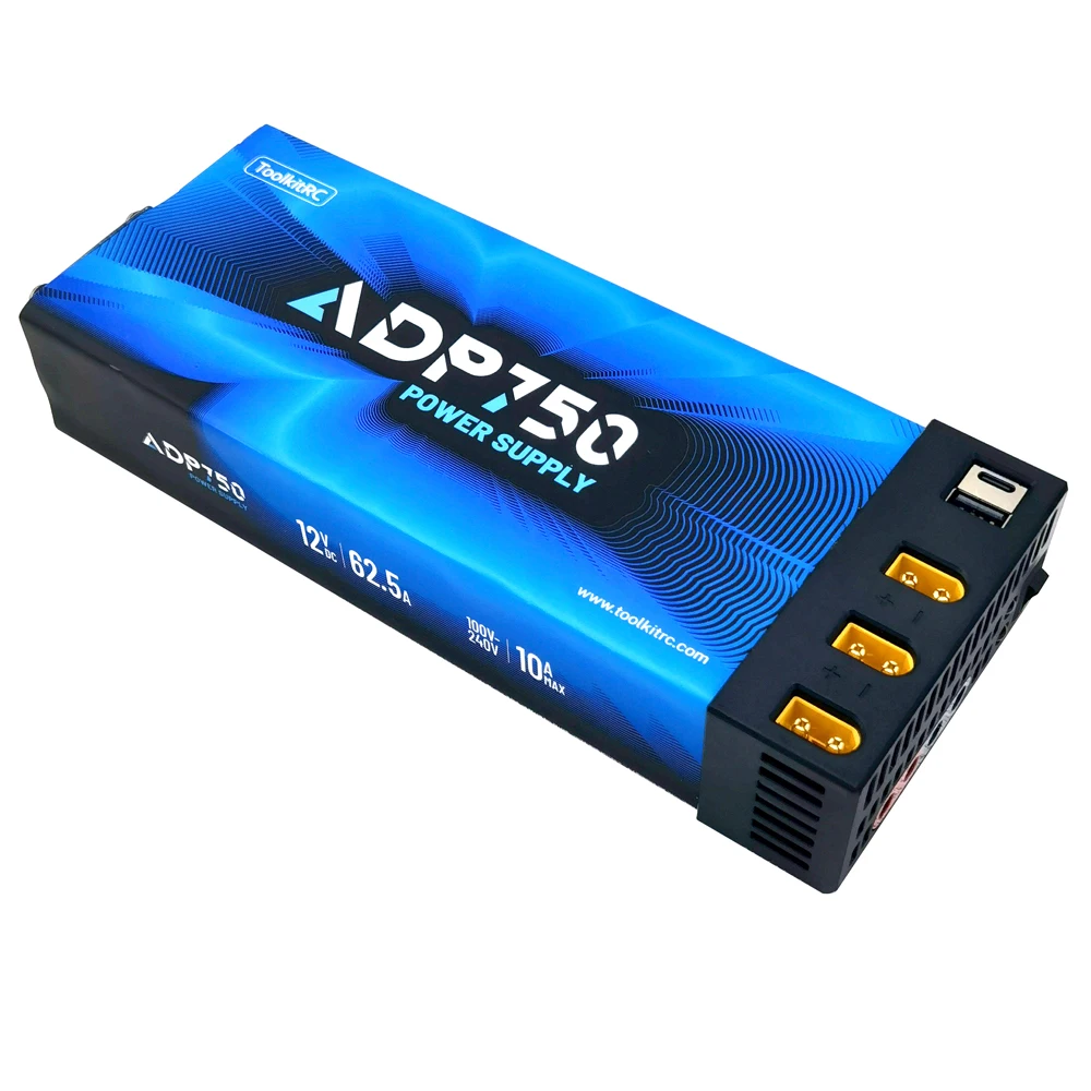 ToolkitRC ADP750 Netzadapter Blau 750W DC12V 62.5A XT60 USB Tap-C Fernsteuerung Modellfahrzeug, Schiff, Drohne Peripheriezubehör M8D M9 M6D M7 M8P Geeignet für DC-Ladegeräte und Smart-Geräte