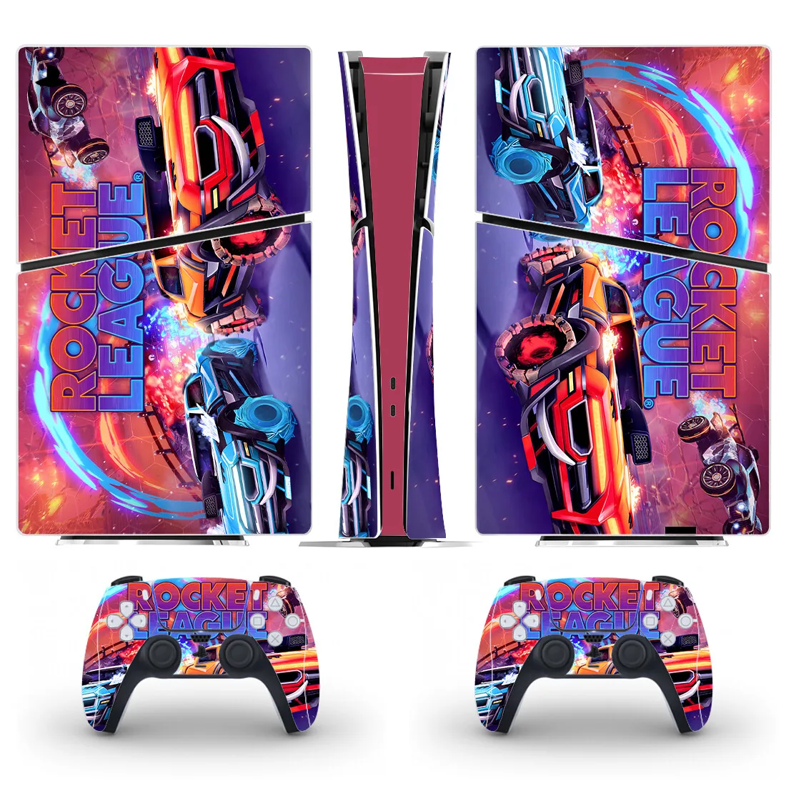 غطاء لاصق جلدي رقمي نحيف من Game Rocket League PS5 لوحدة التحكم و2 وحدات تحكم جديدة من الفينيل النحيف PS5 #5
