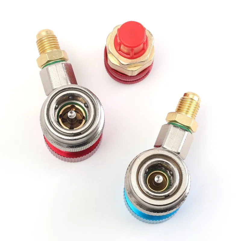 R134a Auto Car Quick Coupler Connector Brass Adapters Air Conditioning Refrigerant Adjustable AC Manifold Gauge Car Accessories view 3