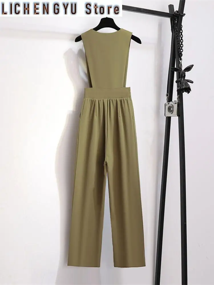 Sweet Style Women Jumpsuits Button Solid Color Elegant Sleeveless High Waist Female Jumpsuit Spring Summer New