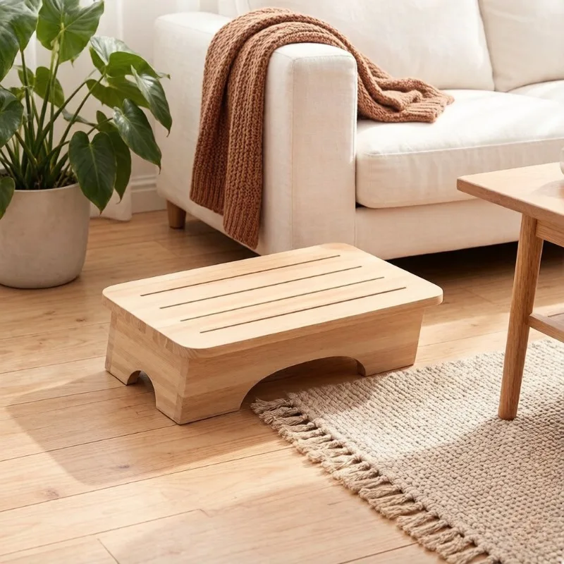 Wooden Stool Stable Footrest Solution Storage Friendly Design Foot Rest Under Desk Perfect For Compact Rooms