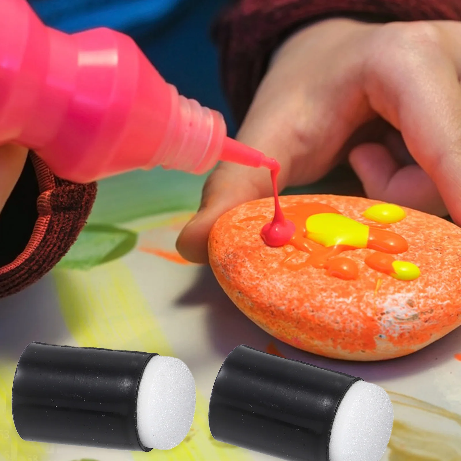 32 قطعة إسفنجة رسم الإصبع Daubers إسفنجة حرفية لصنع بطاقة اللوحة مشاريع فنية ذاتية الصنع مع صندوق تخزين