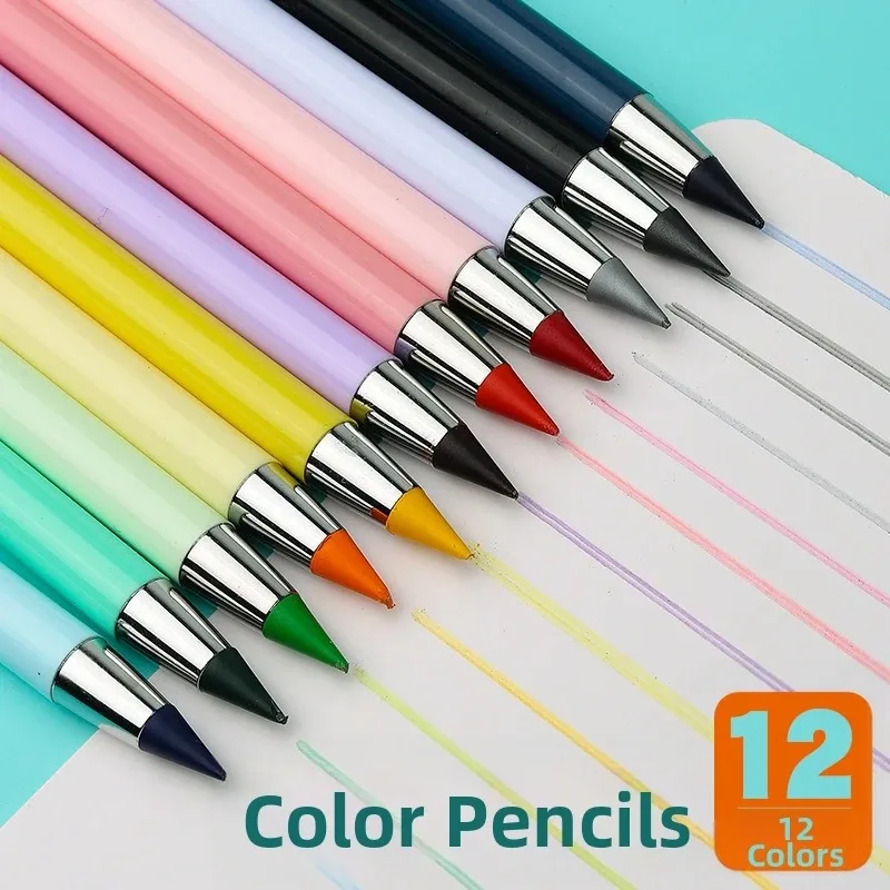 Ewiger Bleistift Unendliches Buch 12 Farben HB Set Radierbarer Tintenfreier Zeichenstift Kunstbedarf