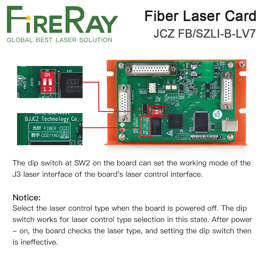 بطاقة التحكم بليزر الألياف FireRay BJJCZ JCZ FB/SZLI-B-LV7(A) Ezcard 32/64 نظام لآلة الوسم بالليزر Co2 الألياف استبدال LV4