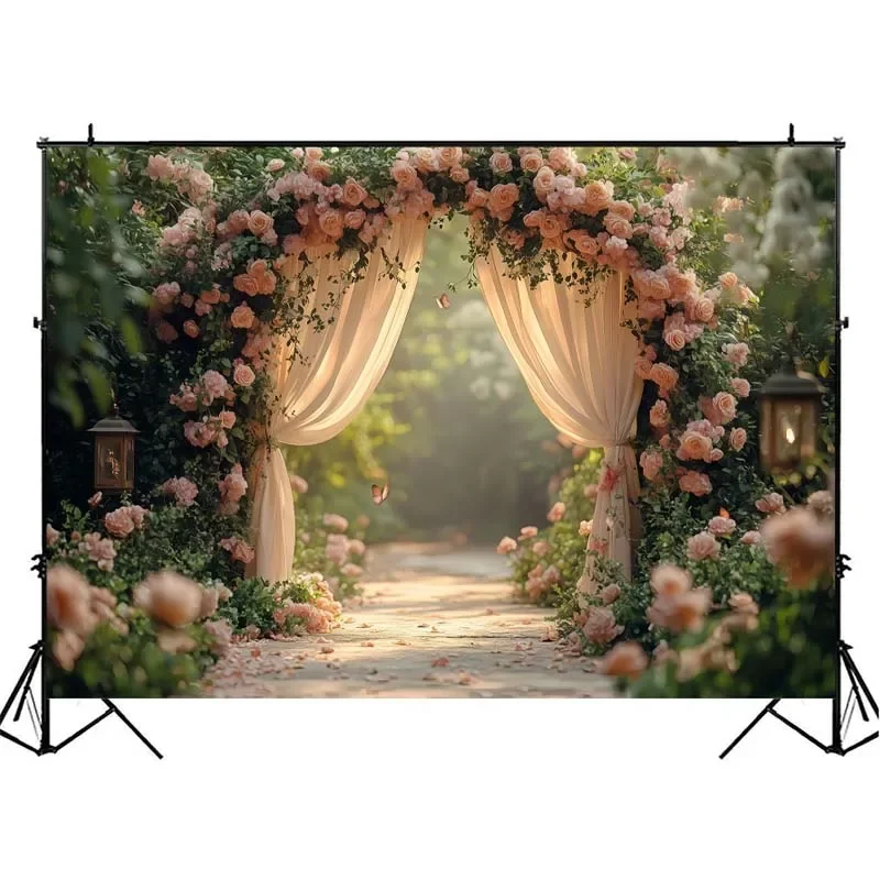 Mocsicka 봄 핑크 꽃 사진 배경 창 장식 생일 웨딩 출산 초상화 배경 사진 스튜디오