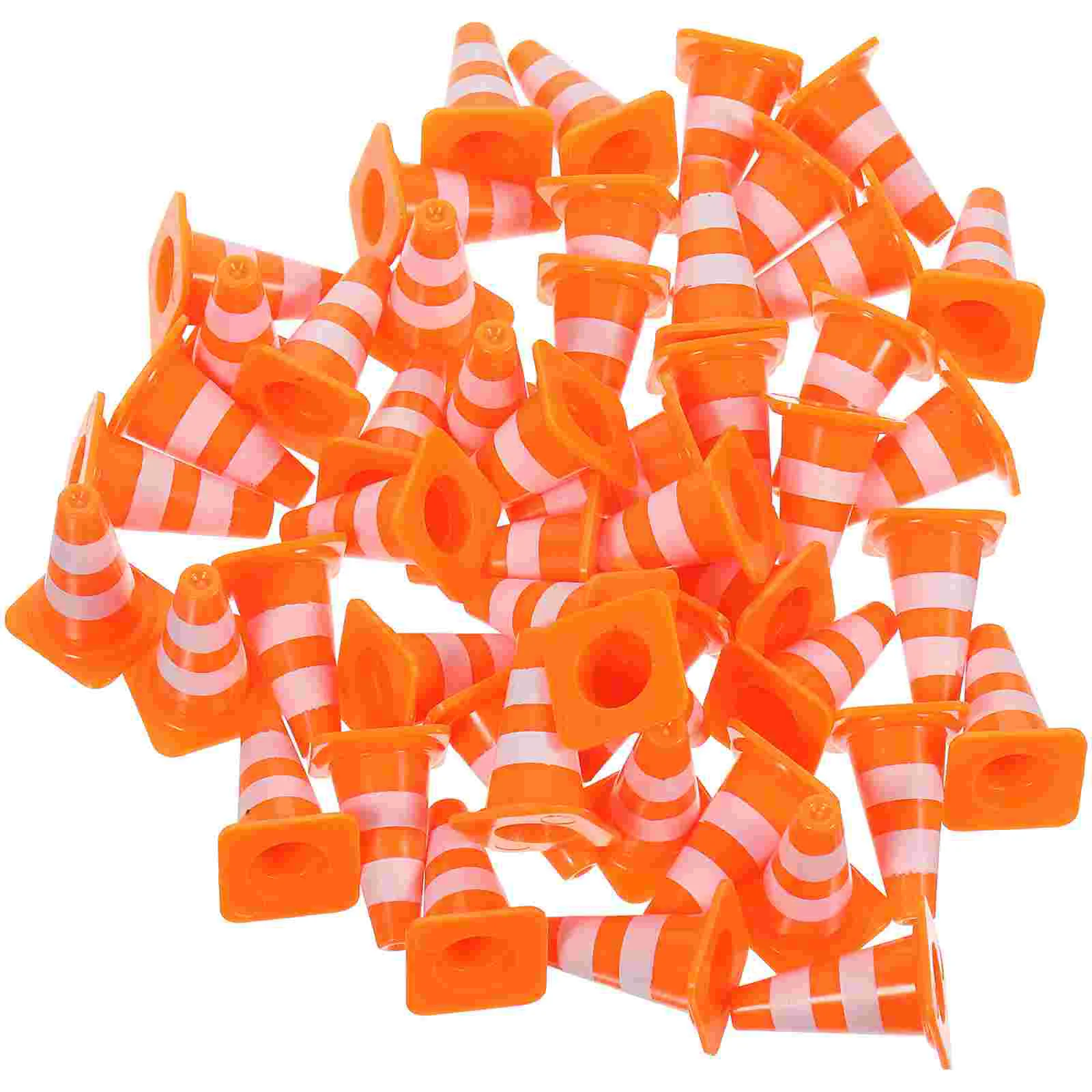 50 Pcs Construction Cones Toy Traffic Roadblock Cognitive Cake Sign Models Baby Mini Toys