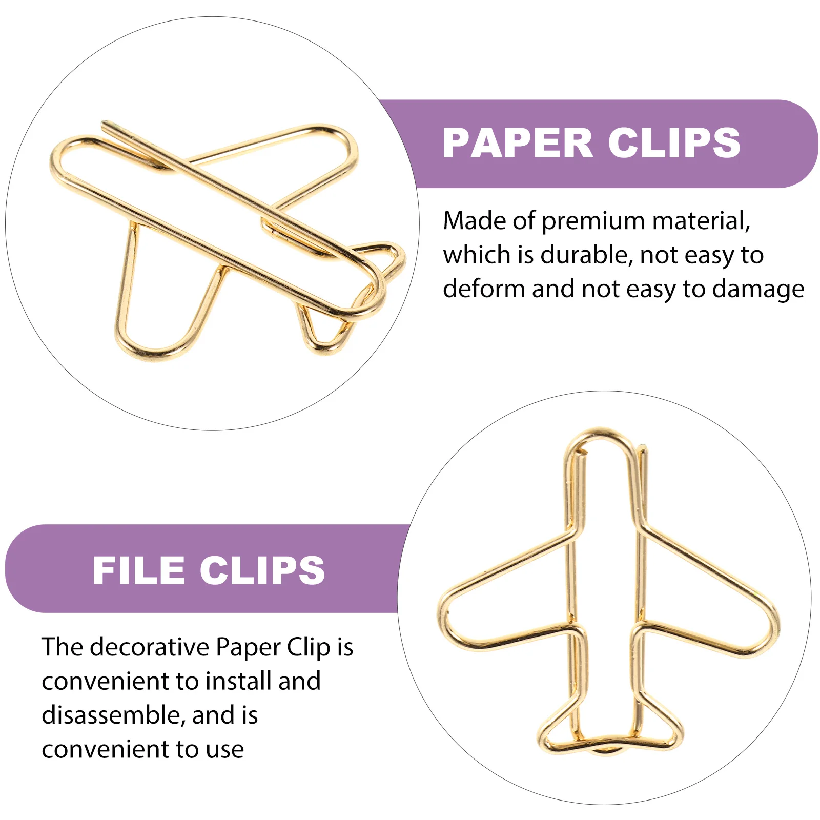 20Pcs Unique Paper Clips Airplane Design Metal Organizer Clips for Documents Travel Notes Craft Projects Cute Page Holders