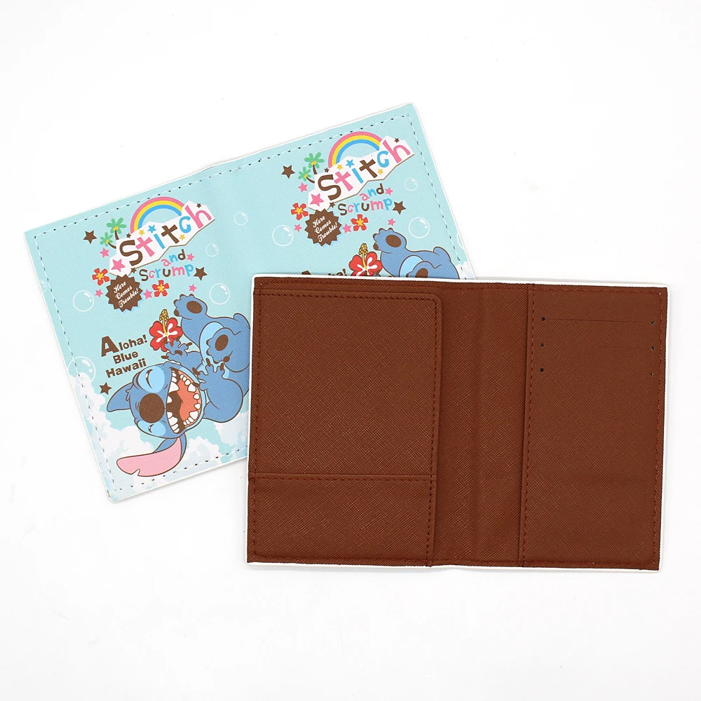 Disney Stitch Passport Cover Women Men Travel Accessories PU Leather Passport Holder ID Credit Card Holder Case Passport Wallet