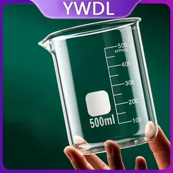 YWDL 500/1000ml High Borosilicate Glass Measuring Cup With/No Handle Heat-resistant Laboratory Beaker Kitchen Measuring Tools