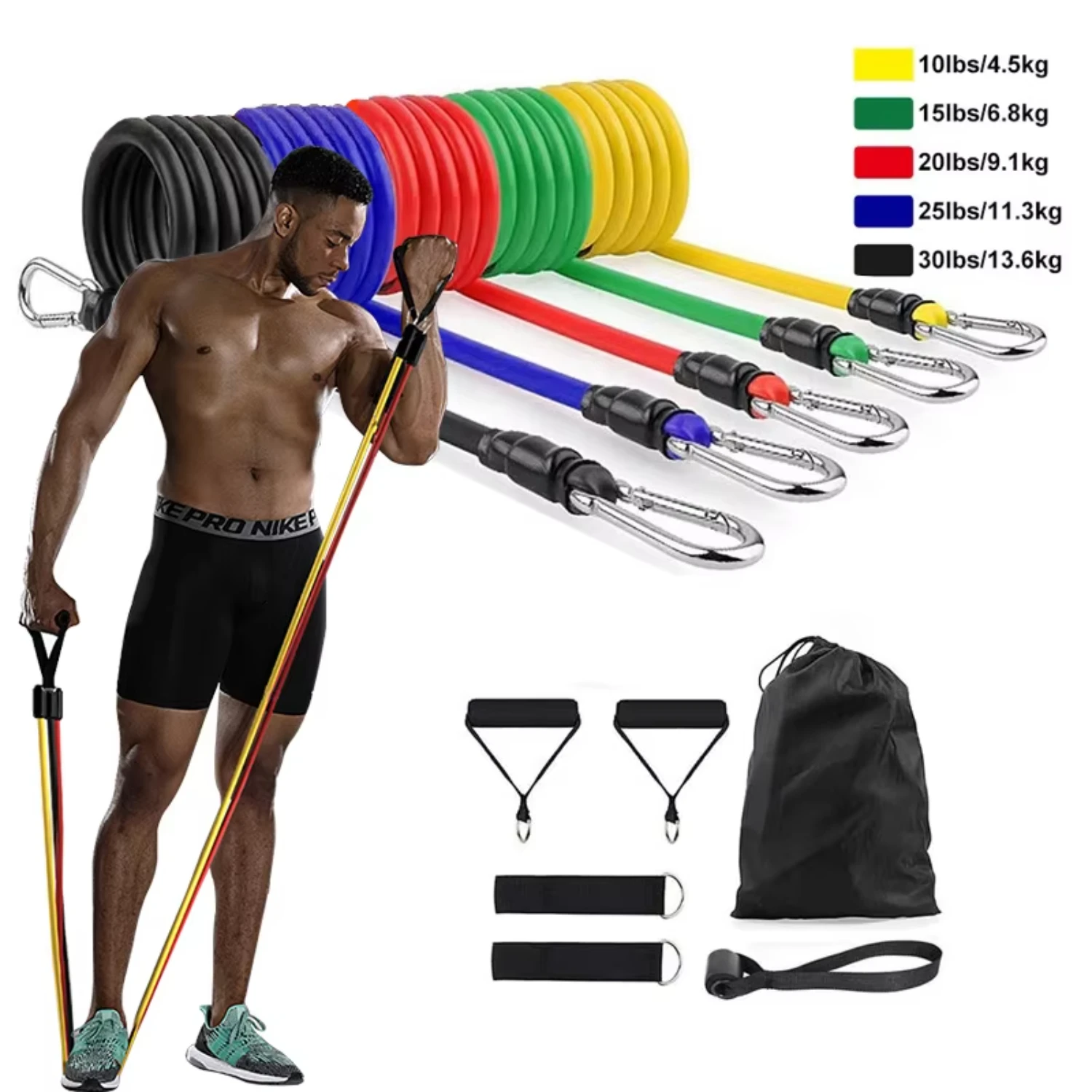 11 unids/set Crossfit banda de resistencia de látex tubo de ejercicio de entrenamiento cuerda de Yoga tirar expansor de goma elástica cinturón de equipo de Fitnes