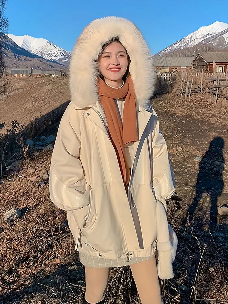 

Winter New Women's Parker Cotton Jacket Loose Hooded Workwear Cotton Jacket