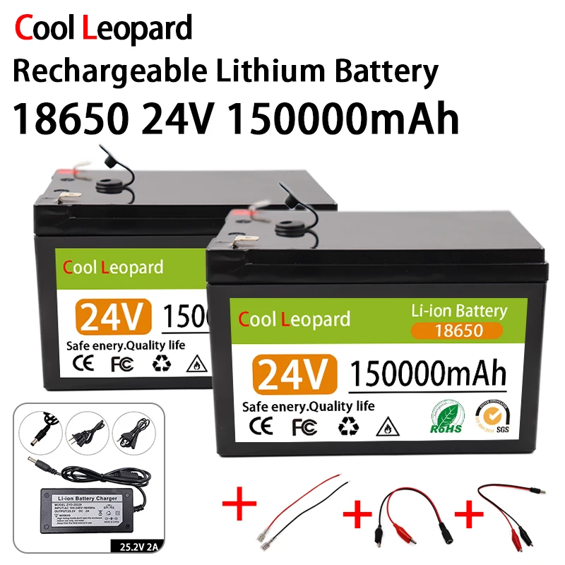 

24V 150Ah 18650 Lithium Ion Battery, Built-In BMS,For Lnverter Solar Street Light E-Bike Scooter Replacement 24V Li-ion Battery