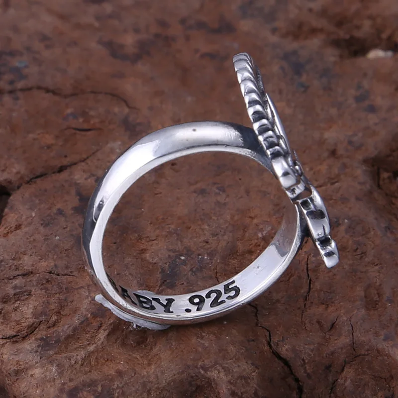 Wholesale s925 sterling silver retro thai silver angel wings ring fashionable simple trendyy stylish men's and women's ring view 3