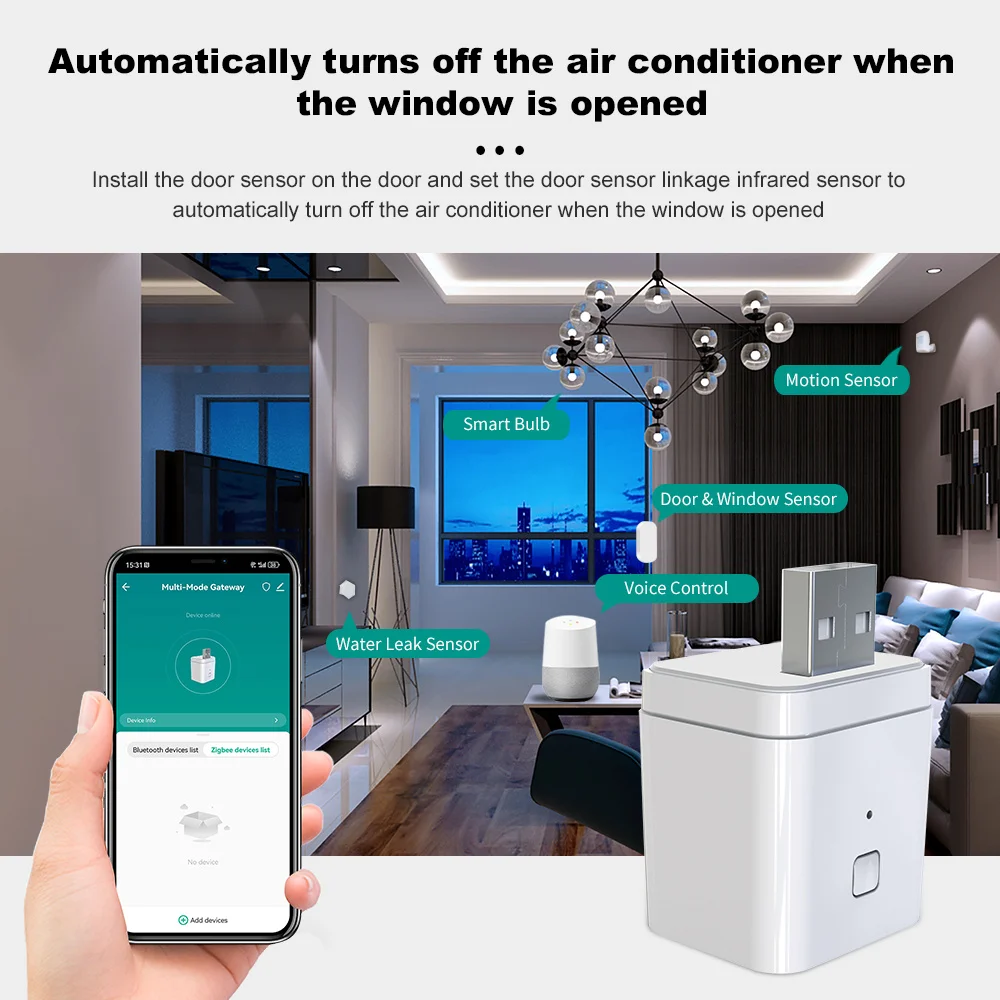 Tuya Micro Smart USB gateway Multi-mode ZigBee Bluetooth Wireless Hub Control Smart Home Control Compatible with Alexa GoogleHom