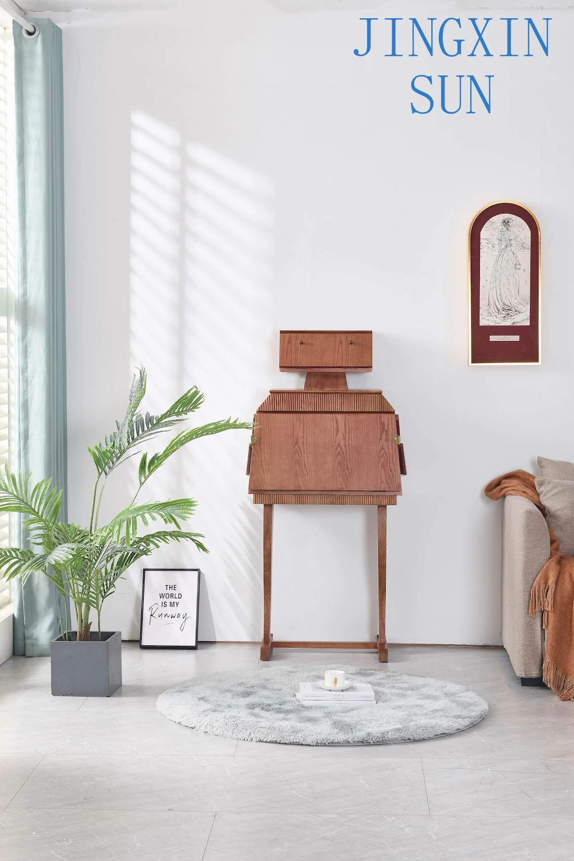 Custom-made, solid wood lunar landing robot lockers simple creative niche makeup desk wine cabinet