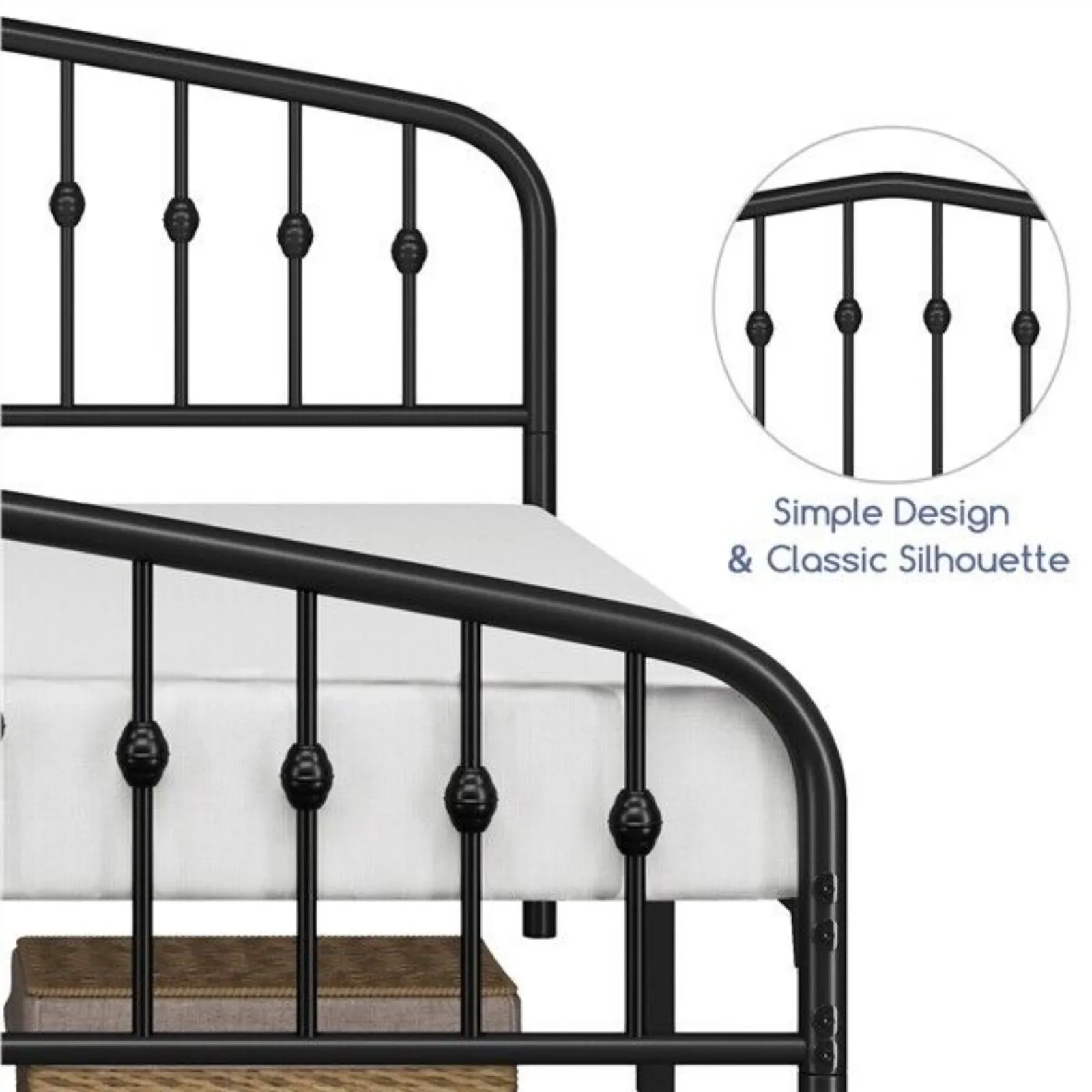 Twin/Full/Queen Bed Frames Metal Platform Bed with Arched Headboard/Footboard United States