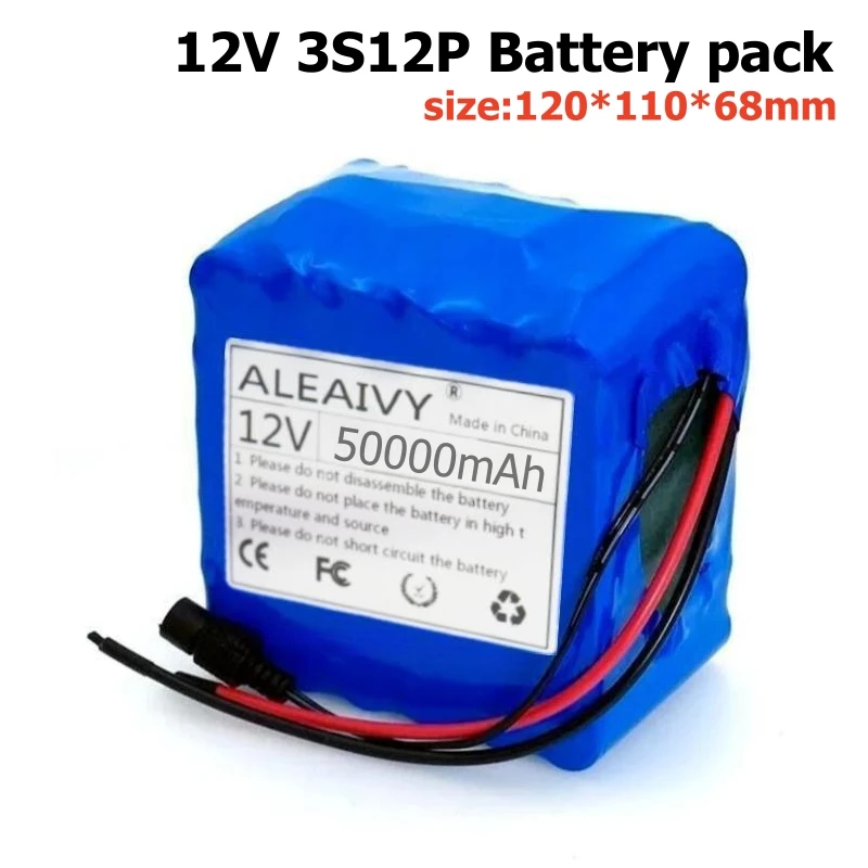 

Новый портативный литий-ионный аккумулятор 3S12P 12В 50Ач 50000мАч, для светодиодных ламп, резервного питания и т.д. + зарядное устройство 12.6В 3А