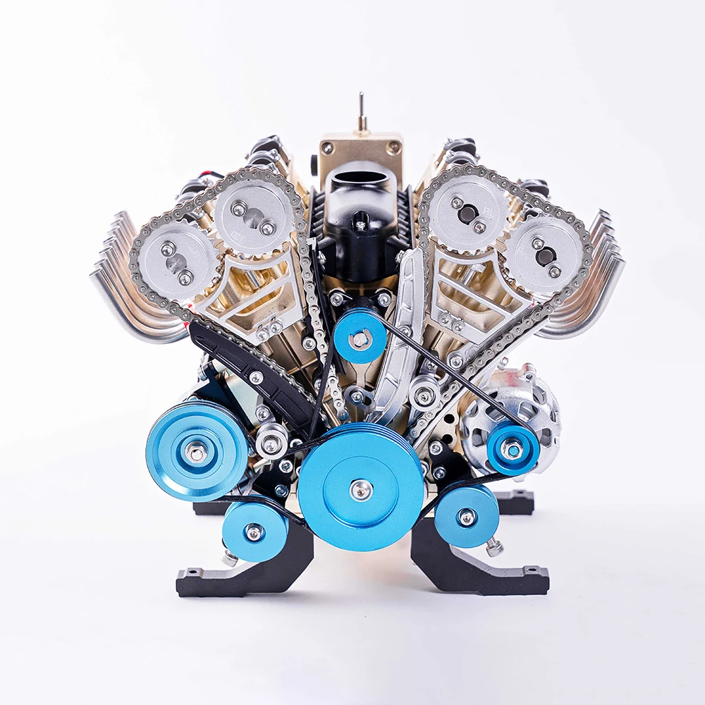 TECHING Simulatie V8 MOTOR Elektrisch Assembleren Model KIT Desktop Decoratieve Ornamenten Volwassenen Kinderspeelgoed Cadeau
