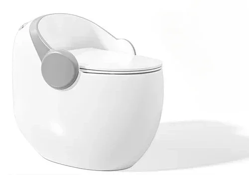 

Versatile For Household Egg-shaped Concept Toilet Black Small Siphon Ceramic Odor-resistant Gray Personality Creative Toilet