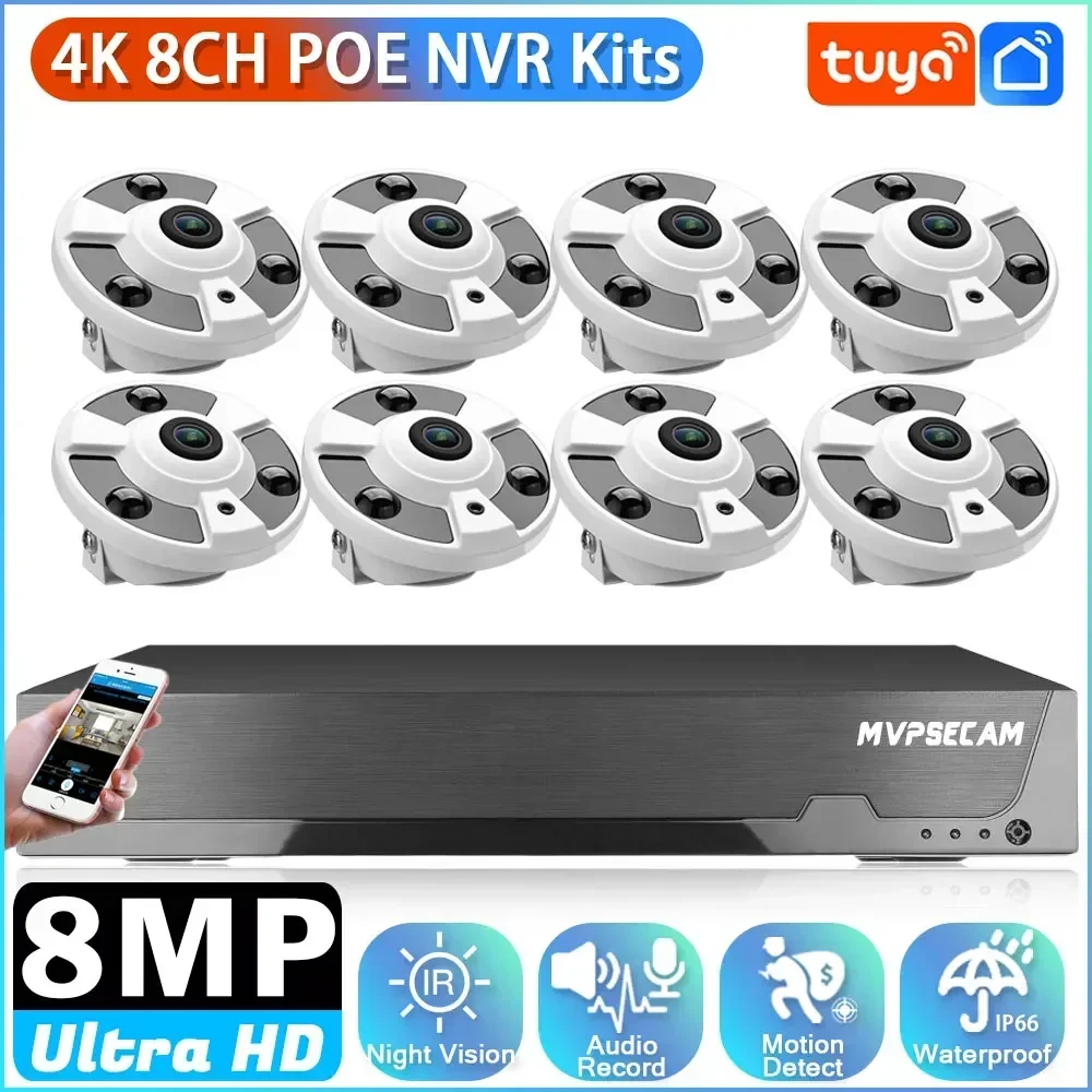 

Smart 4K Ultra HD POE Video Surveillance System 8CH H.265 NVR With 4K Security Cameras CCTV Kit Audio Record 8MP IP camera Tuya