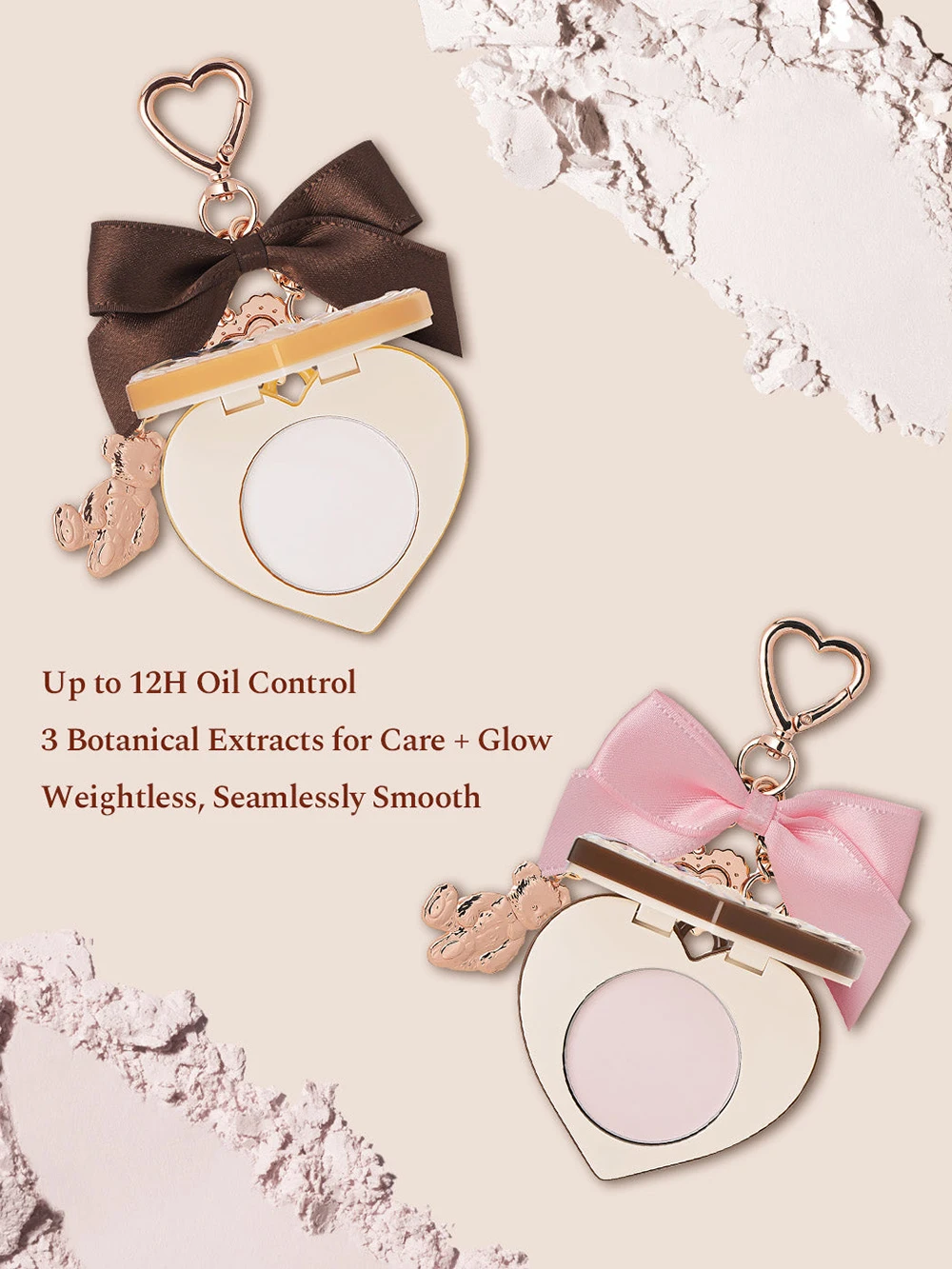 فلور نوز سويتي بير ميني بودرة تثبيت تحكم في الزيت طويلة الأمد بودرة وجه فضفاضة ناعمة ماتية حجم للسفر