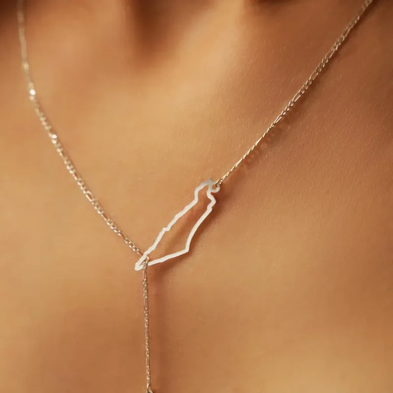 Dreamtimes الأزياء 18K مطلي خريطة الإسرائيلية ونجمة صغيرة لديفيد قلادة قلادة هدية يهودية إسرائيل رمز سحر المجوهرات #2