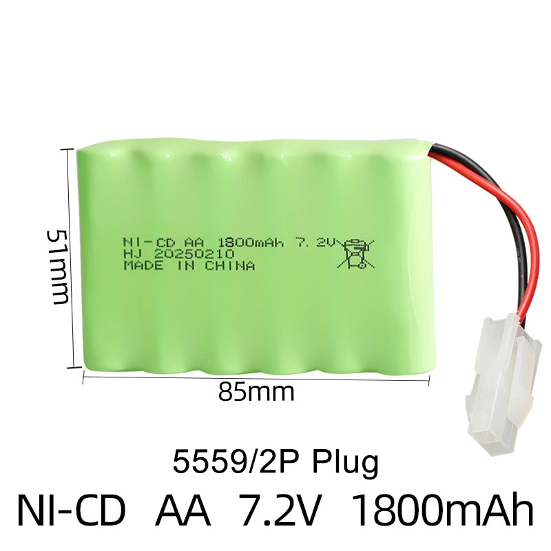 Bateria lipo 7.2v 1800mah rc baterias para caminhão rc recarregável carro NI-CD aa bateria com sm jst el2p ket 5559 plug