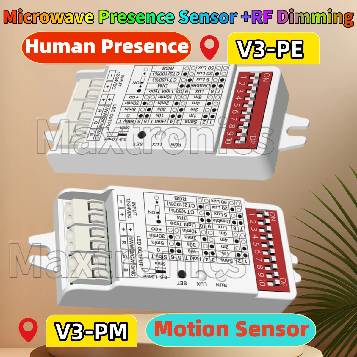 

Микроволновой датчик движения V3-PM/Human Presence V3-PE + RF 12-24 В постоянного тока 3CH * 2A 3-канальный светодиодный контроллер постоянного напряжения для светодиодной ленты