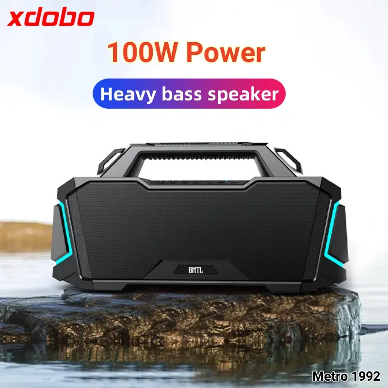 XDOBO Metro 1992 мощность 100 Вт портативный беспроводной Bluetooth-динамик уличный IPX6 водонепроницаемый сабвуфер поддерживает разъем для микрофона 6,5 мм