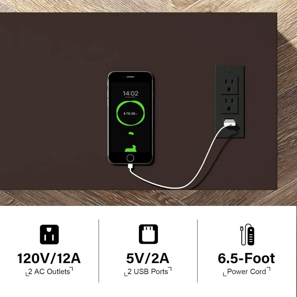 طاولة جانبية لمحطة الشحن لغرفة المعيشة مع منافذ USB ومنافذ طاقة ودرج مخفي وتخزين من 3 طبقات #5