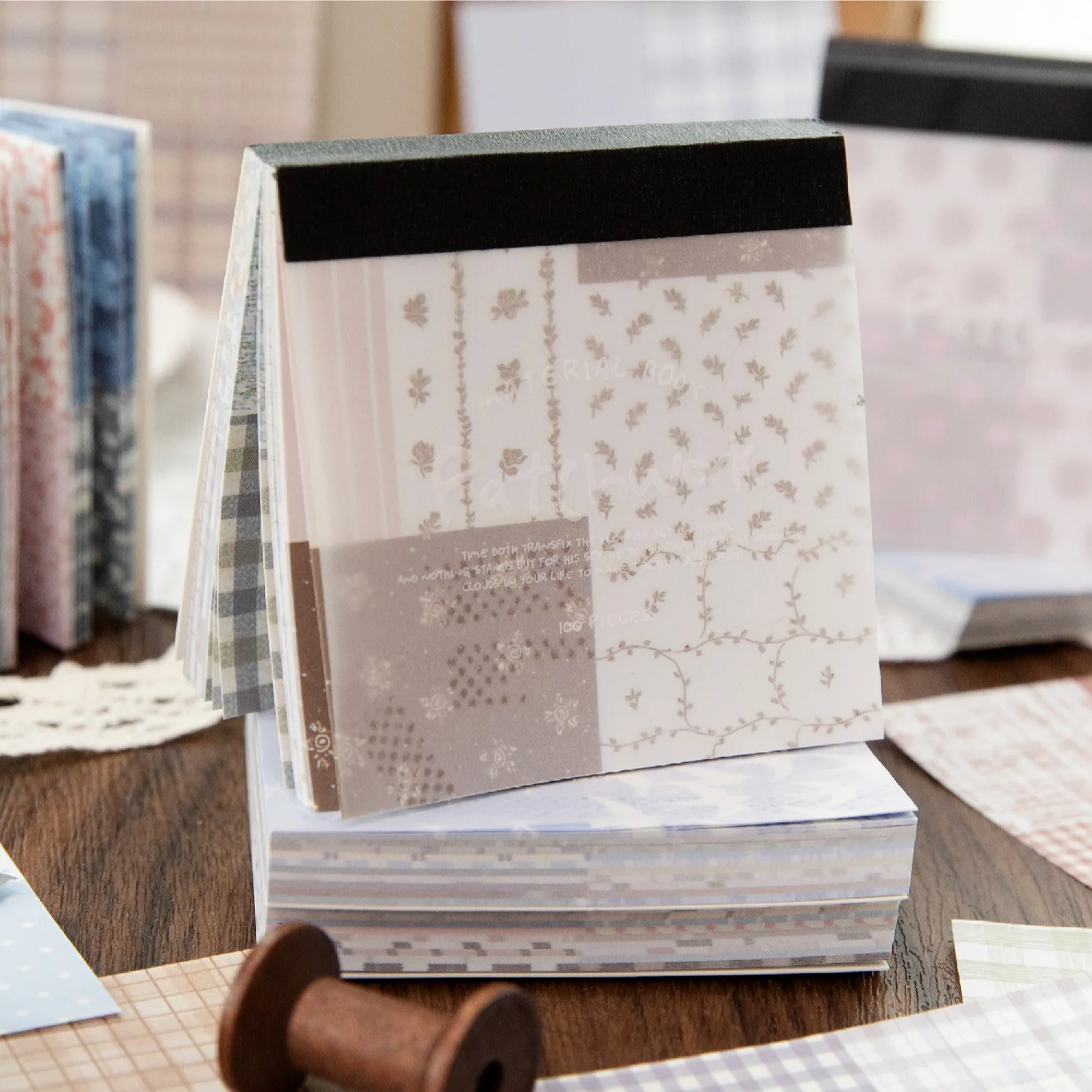 100 sheets/notebook sewn Sunny Series Salt Ins Wind Tearable Bottom Canvas Collage Decorative Material Paper