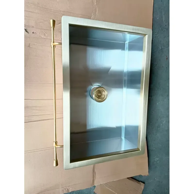 Custom Handmade Italian Brushed Stainless Steel Square Apron Farmhouse Kitchen Sink Modern Single Basin 33x22x9 Inches