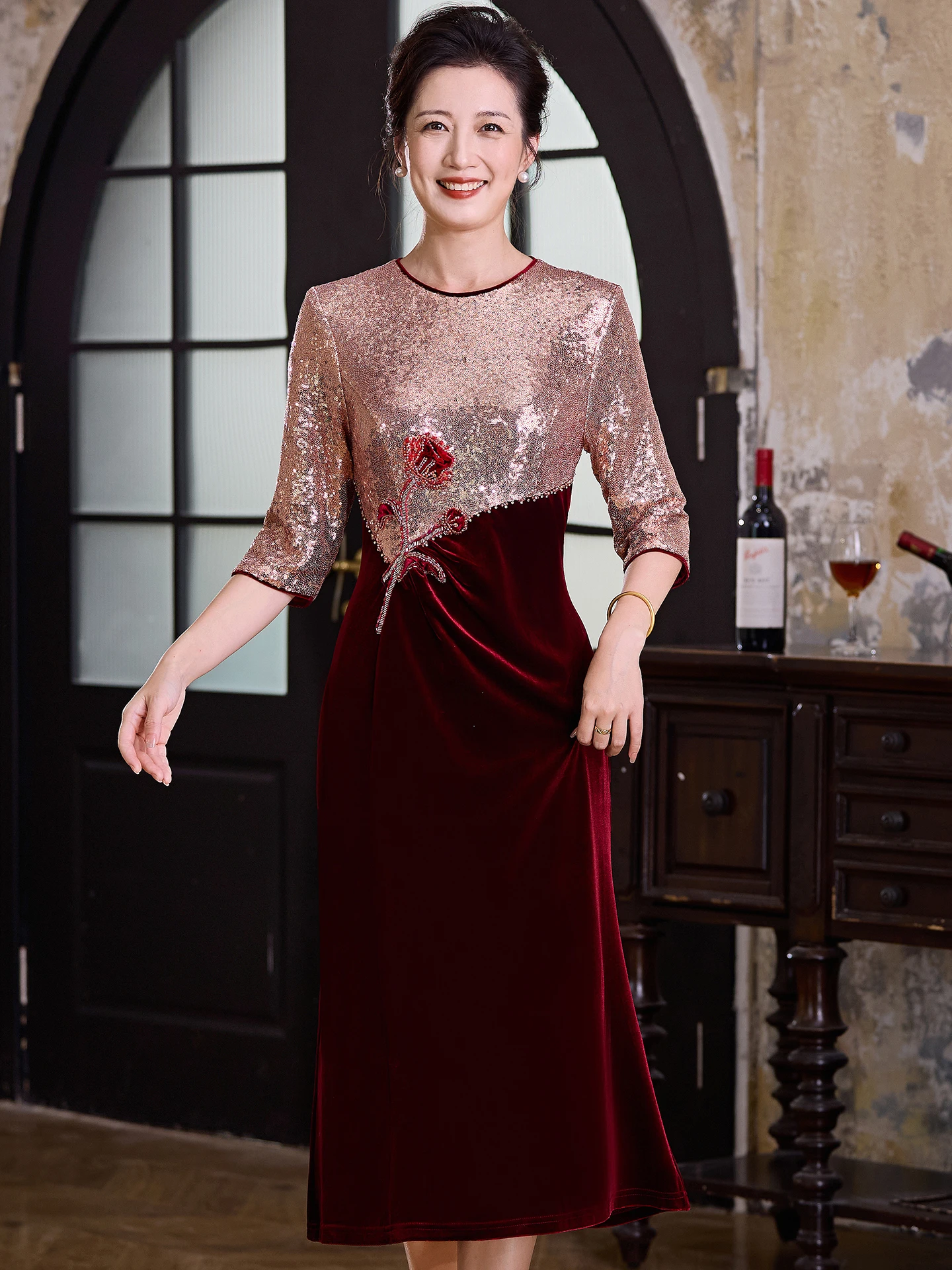 

Ele Wedding Dr for Mother of the Bride Autumn Winter New Arrival High Quali Suitable for Banquet And Daily...