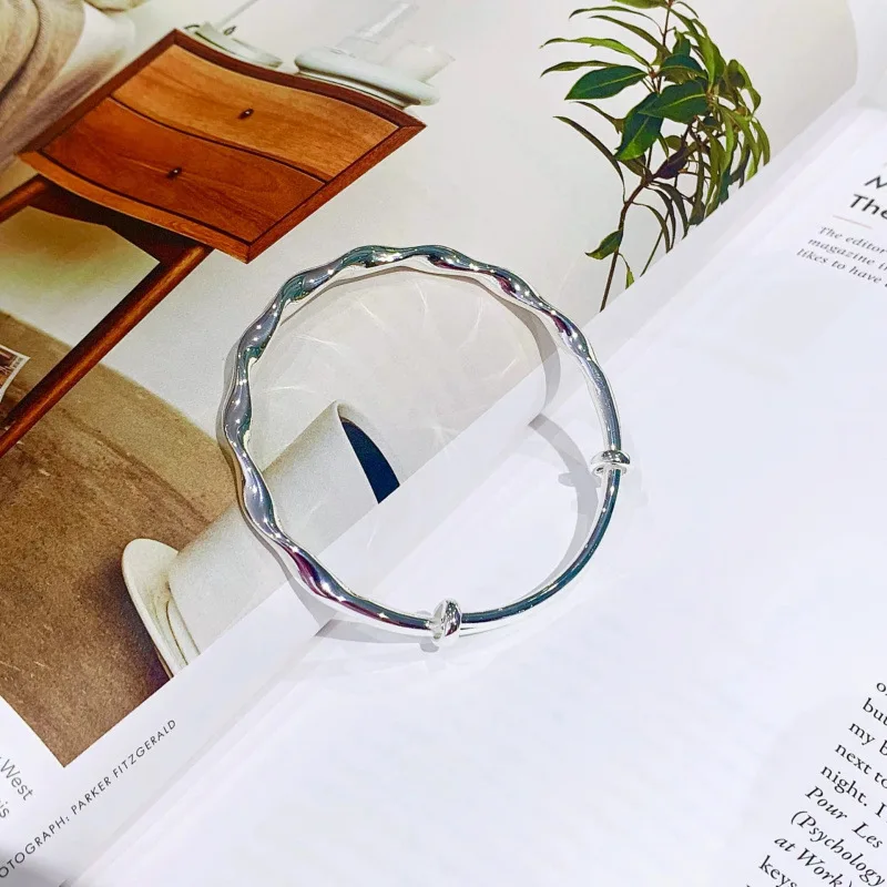 

9999 Ring Sterling Irregular Solid Silver Bracelet Fashion All-Matching