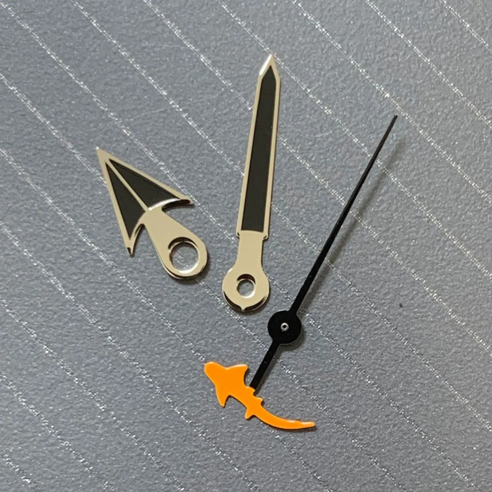 Watch Hands with Turtle/ Fish Second Hand Sliver Edge Watch Replacement Accessories for Nh35/36/4R/7S Movement No Luminous