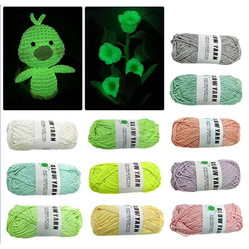 1pc Novel Functional Yarn Glow in the Dark Polyester Luminous Yarn 2mm for Knitting Sweater Hat Glowing Yarn