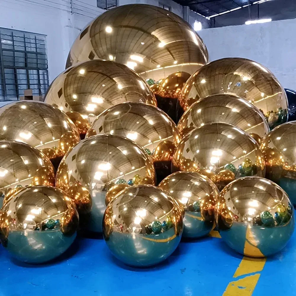 Inflatable Disco Ball 50cm Hanging  Giant Sphere For Event Decoration Holographic Gold Inflatable Mirror Sphere