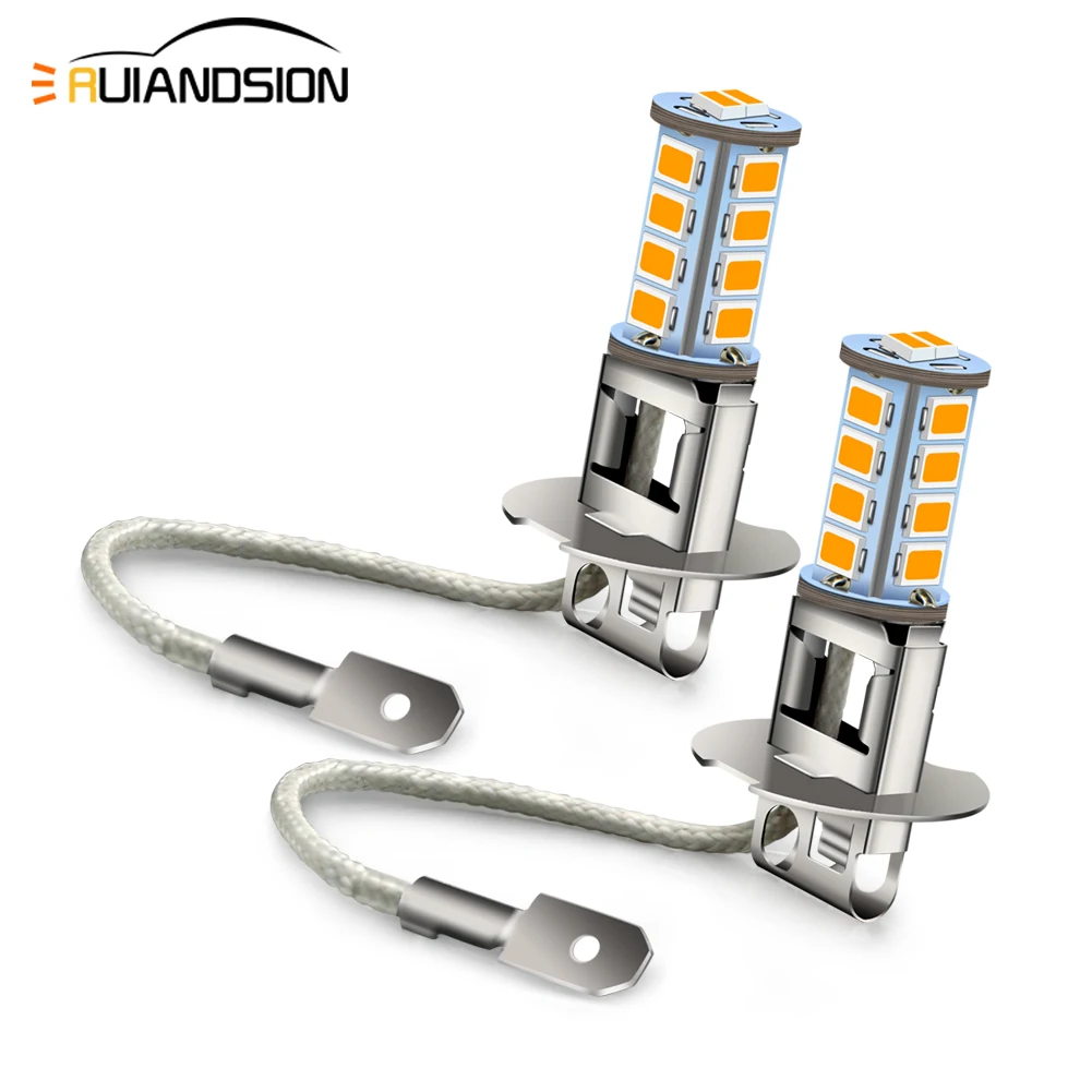 

2x H1 Светодиодная лампа DRL H3 Светодиодная автомобильная противотуманная фара для мотоцикла Дневные ходовые огни Plug & Play 3030 18SMD 12V Белый Желтый