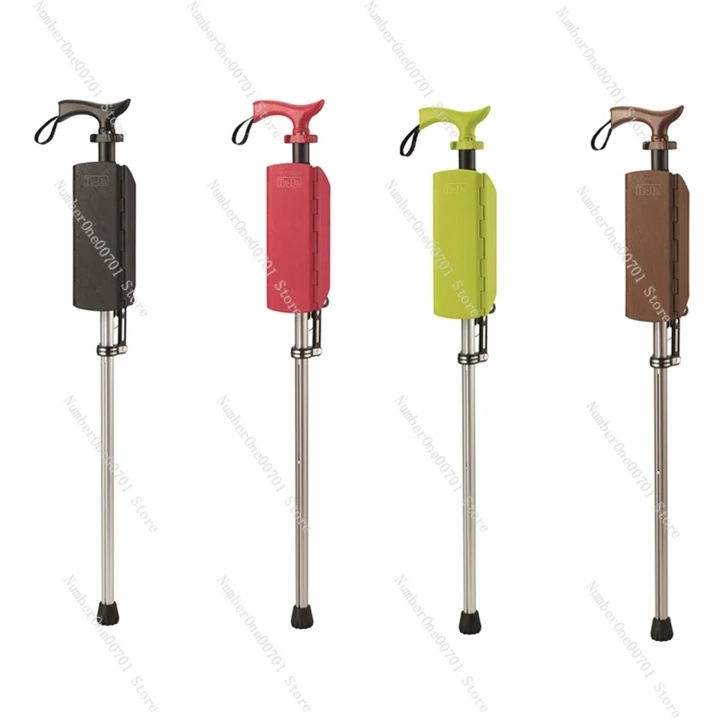 Elderly Crutches Stick Folding Non-slip Belt Sitting Chair Stool Light Portable