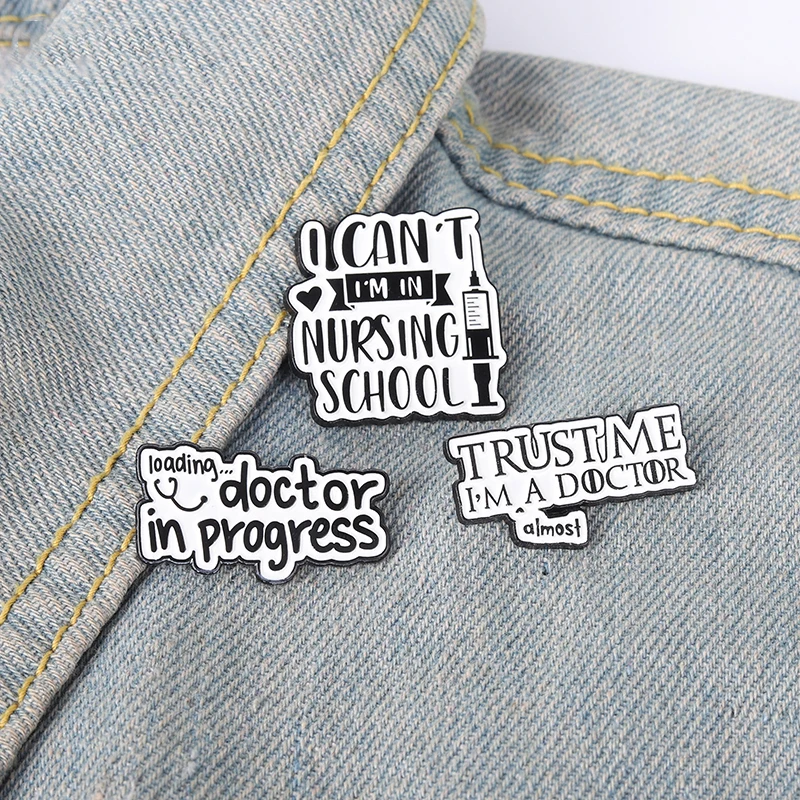 Fun Dialogue Doctor Nurse Enamel Pins Custom Medical Hospital Brooch Lapel Badge Bag Cartoon Jewelry Gift for Kids Friends