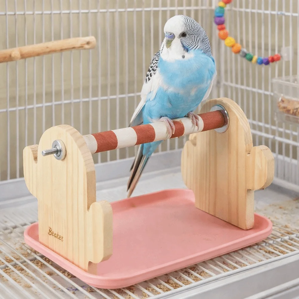 

Устойчивая к укусам деревянная платформа для птиц с поддоном, многофункциональная прочная подставка для тренировки птиц, лазалка для попугаев, для использования в клетке