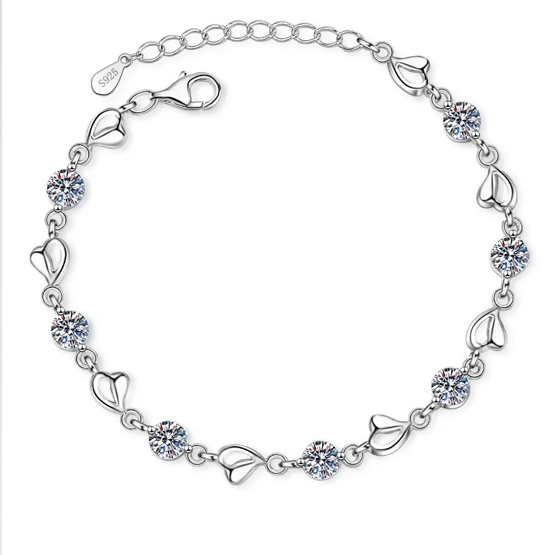 AZ111-S Lefei Mode Fijne Luxe Klassieke 0.5ct Moissanite Hartjes Armbanden Voor Vrouwen S925 Sterling Zilver Feest Bruiloft Sieraden